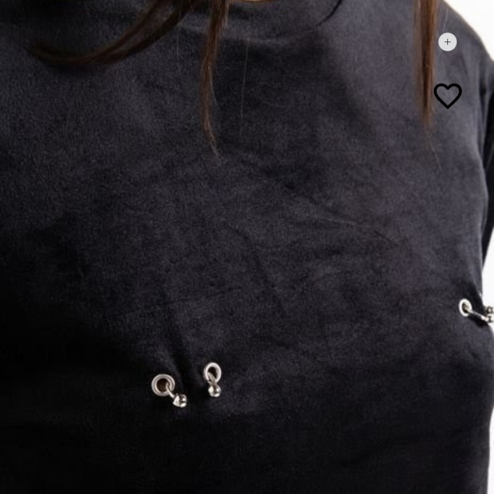 NIPPLE RING ROUCHED VELVET SWEATSHIRT BY AKIRA - Picture 4 of 12